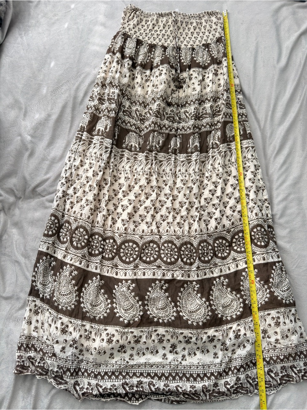 Boho Tiered Maxi Dress in Brown and Cream